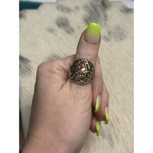 Carolyn Pollack Relios AW 925 Sterling Silver Bronze Flower Floral Scroll Ring 7